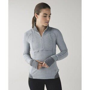 Lululemon Runderful 1/2 Zip Mini Check Pique White Heathered Slate Size 4 EUC